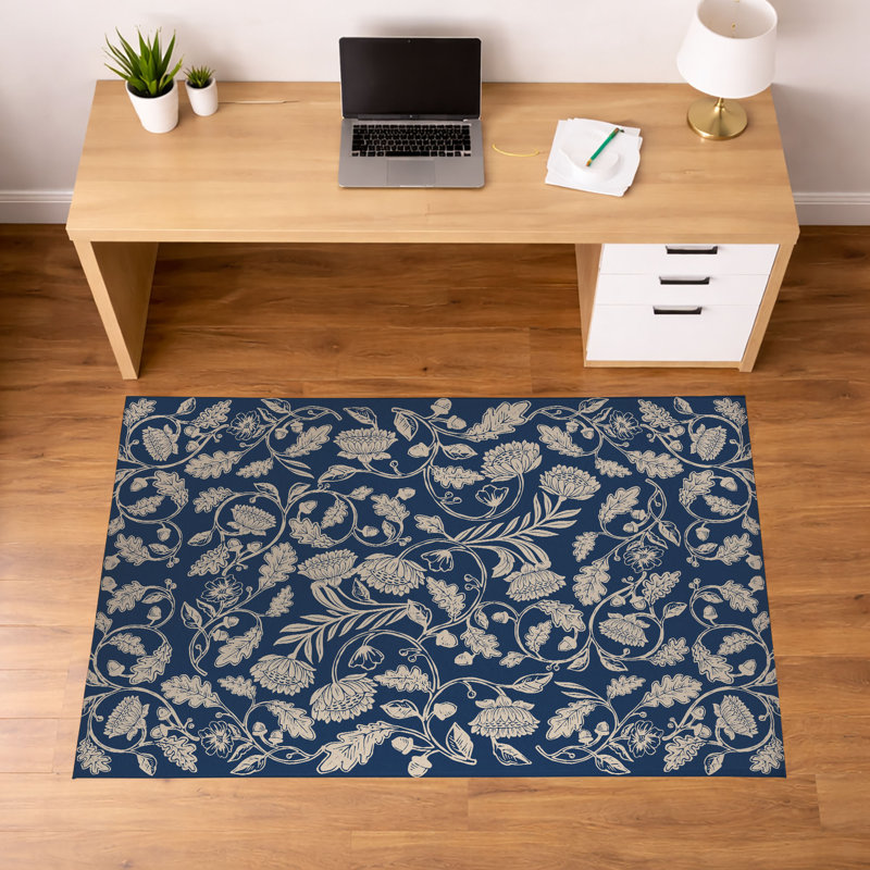 Tapis de bureau léger Autumn Vines, l 48 po x P 72 po, Marine