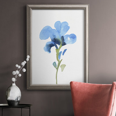 «Striking Blue Iris I», peinture sur toile encadrée