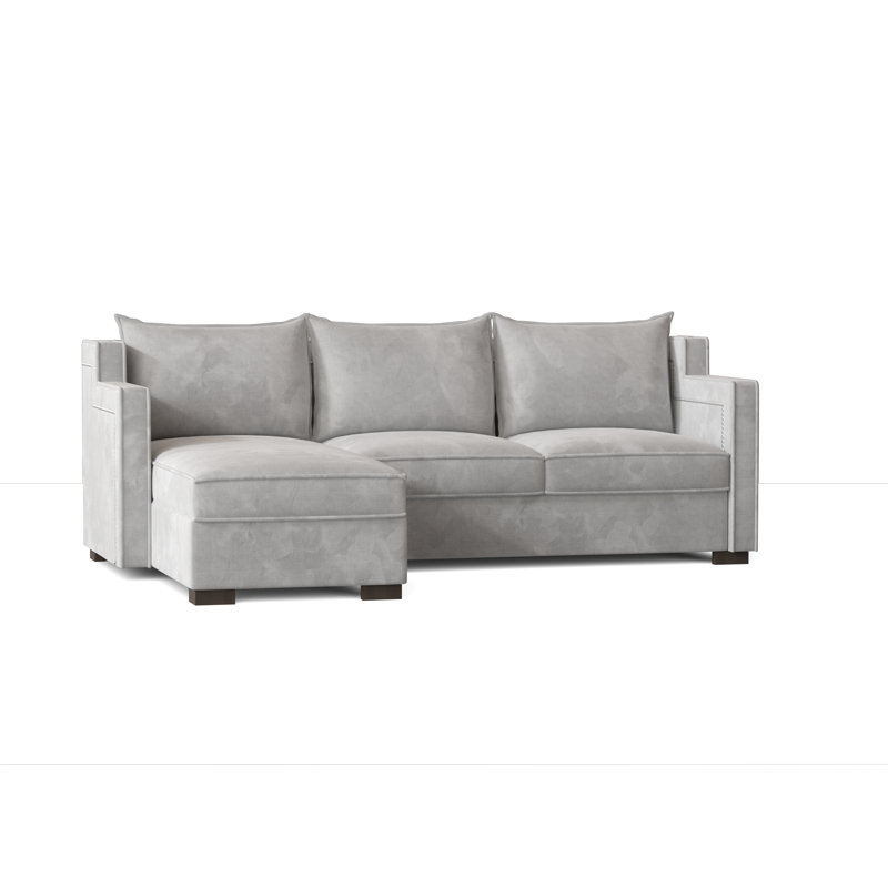 Parker Upholstered L-Shaped Sectional Left Hand Facing, Bella White Performance Velvet, Brown Mahogany