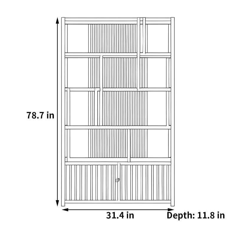 Dale, (4 Shelves) 78.7"H x 31.4"W x 11.8"D, Black