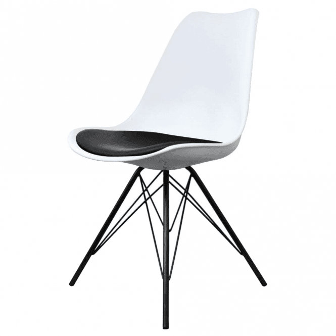 Aneta Plastic Side Chair, Black/White