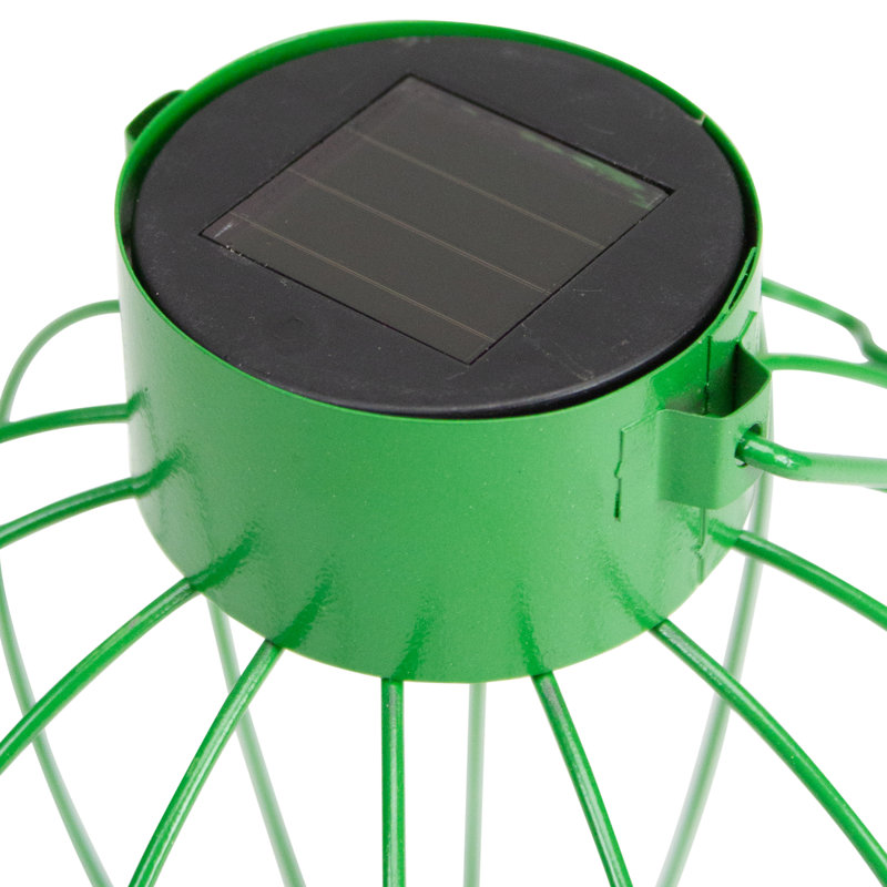 6.5" Green Metal Outdoor Hanging LED Solar Lantern