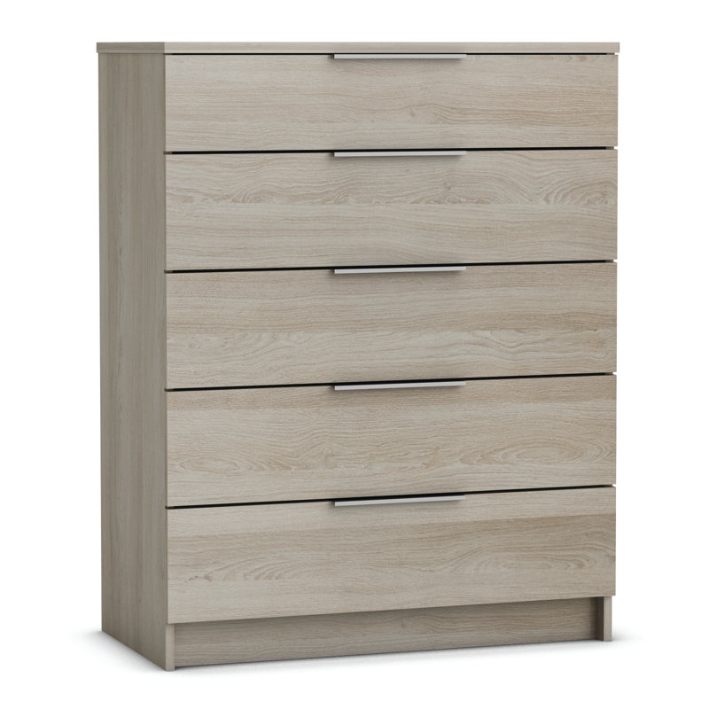 Cheatwood Solid Wood 80cm W 5 - Drawer Chest of Drawers, Shannon Oak