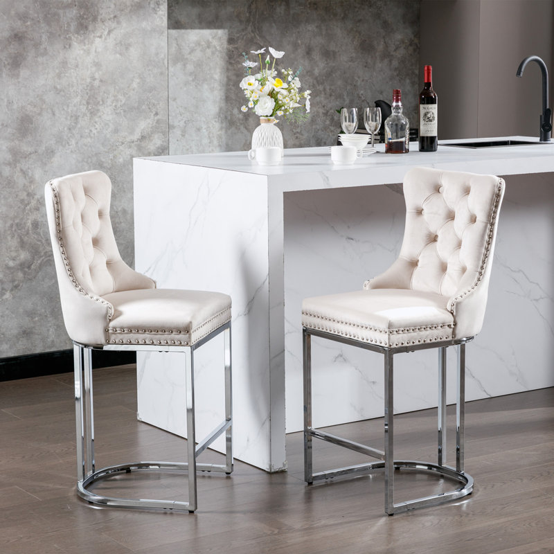 Tabouret de comptoir 26 po Jeshwa, Beige