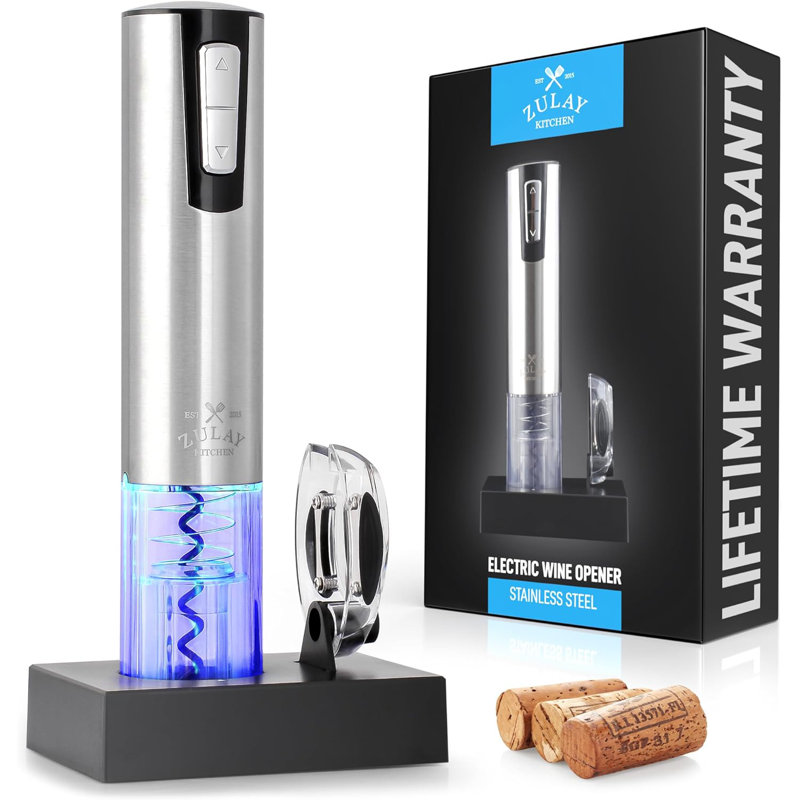 Stainless Steel Electric Wine Opener with Charging Base and Foil Cutter