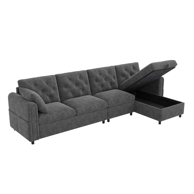4 Seater Velvet Sofa, Grey