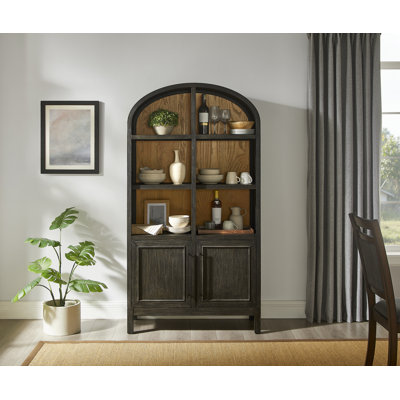 Modern Wood Arched Display Cabinet/Bookcase, Office Shelving, Storage Cabinet, Fully Assembled by Wildon Home