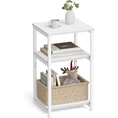 Small End Table, Tall Nightstand For Living Room, Bedroom, Office, Bathroom – White – Tall / Wood‑Like Material / Simple Accent Style