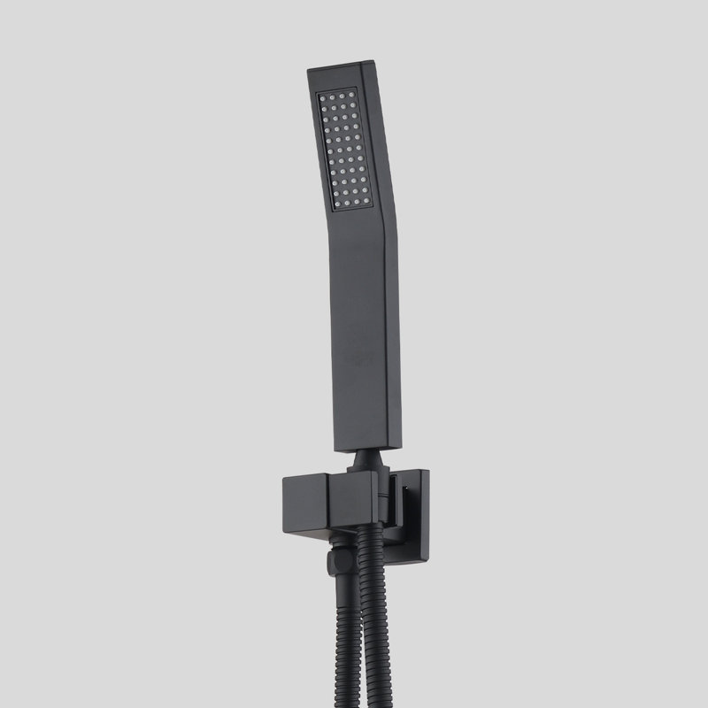 Ceiling Mounted Shower In Black Matte - Handheld & 16" Head High With Modern Flair Kit Ultra-Thin Design