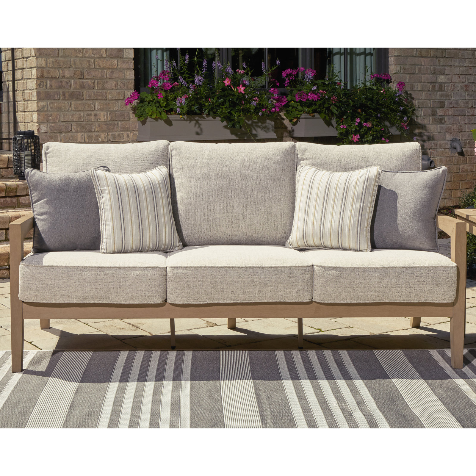 Frankie 75.88'' Wide Straight Aluminum Patio Sofa with Cushions