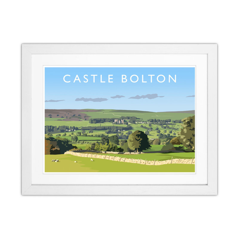 Castle Bolton by Richard O'Neill - Print, 43.5cm H x 53.5cm W x 3cm D, White Framed