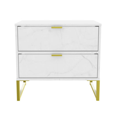 Diego Fully Assembled Diego - Gold Sleigh (J) 2 Drawer Bedside Cabinet
