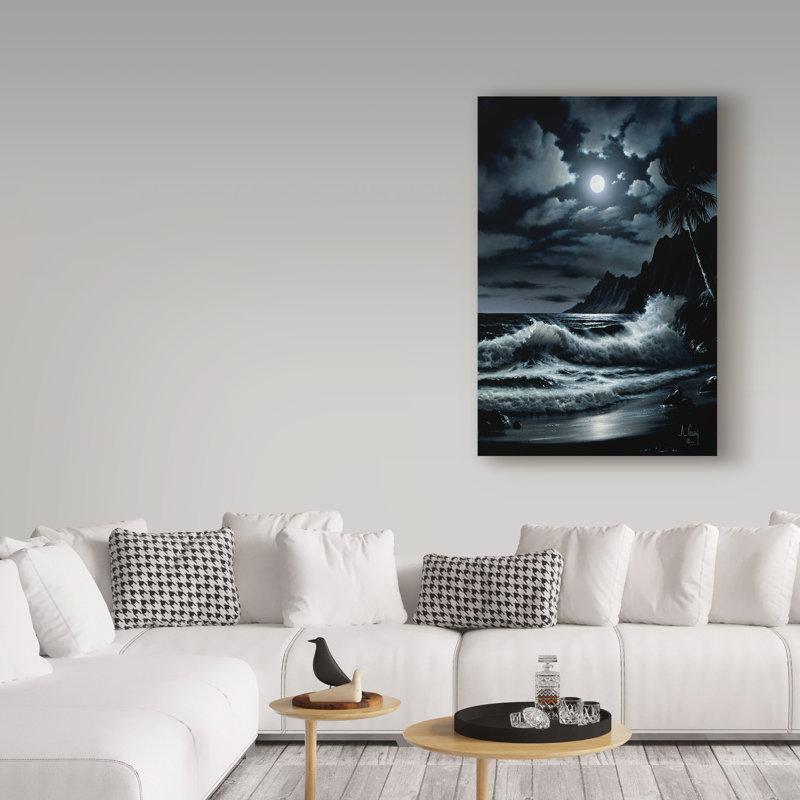 Fikes 'Dark Mountain Scene' Oil Painting Print on Wrapped Canvas, 19" H x 12" W