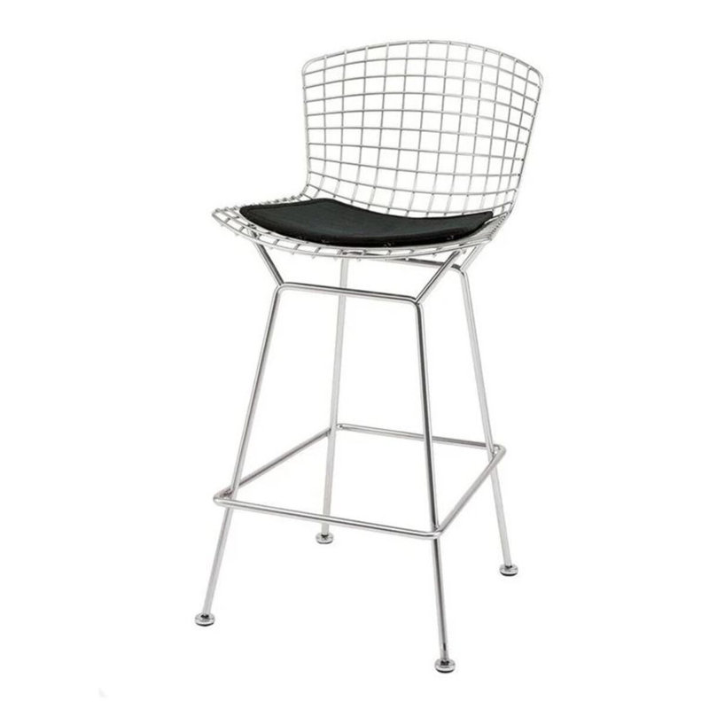 Tokio Metal Stool, Black Seat/Chrome Frame