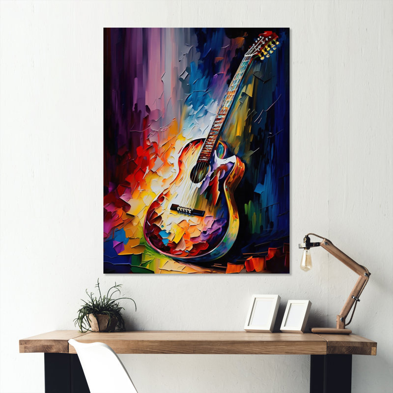 Guitare sur scène I - musique, art mural, L 30 po x H 40 po, Toile tendue