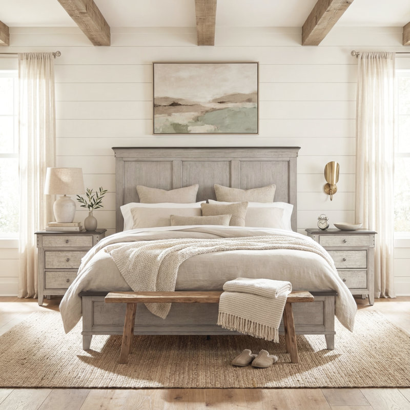 Cathleen King Panel Bed & Two Nightstands Bedroom Set, King