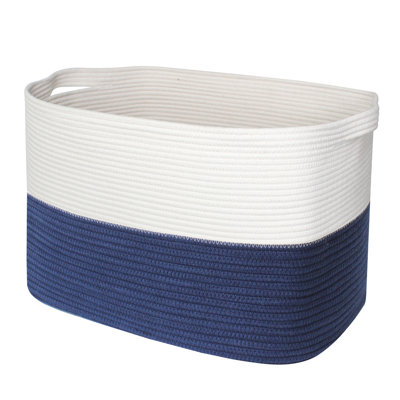 Extra Large Clothes Storage Basket, 62L Cotton Rope Laundry Basket with Handles – Foldable Storage Bin for Blankets, Pillows and Toys