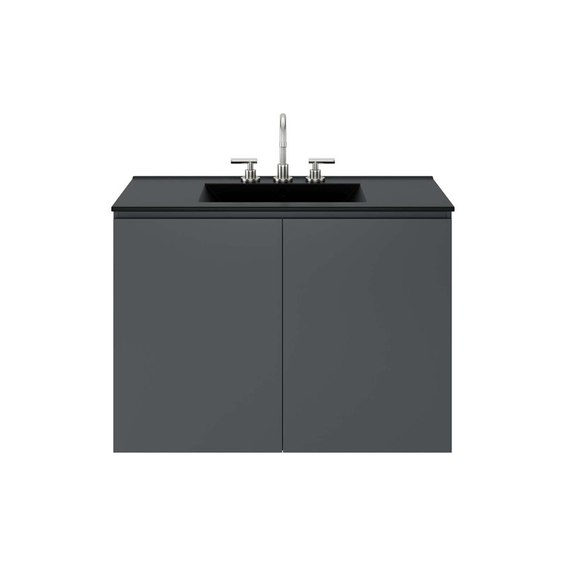 Modway Bryn 36" Wall-Mount Bathroom Vanity, Gray, Black