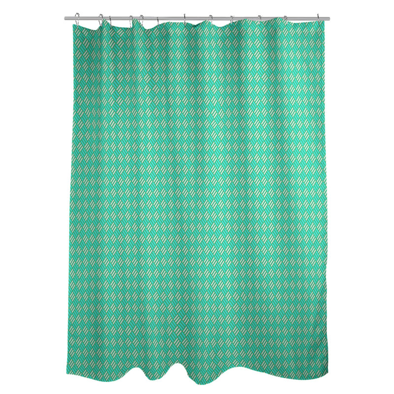 Rideau simple art déco, Green/Teal Stripe 1