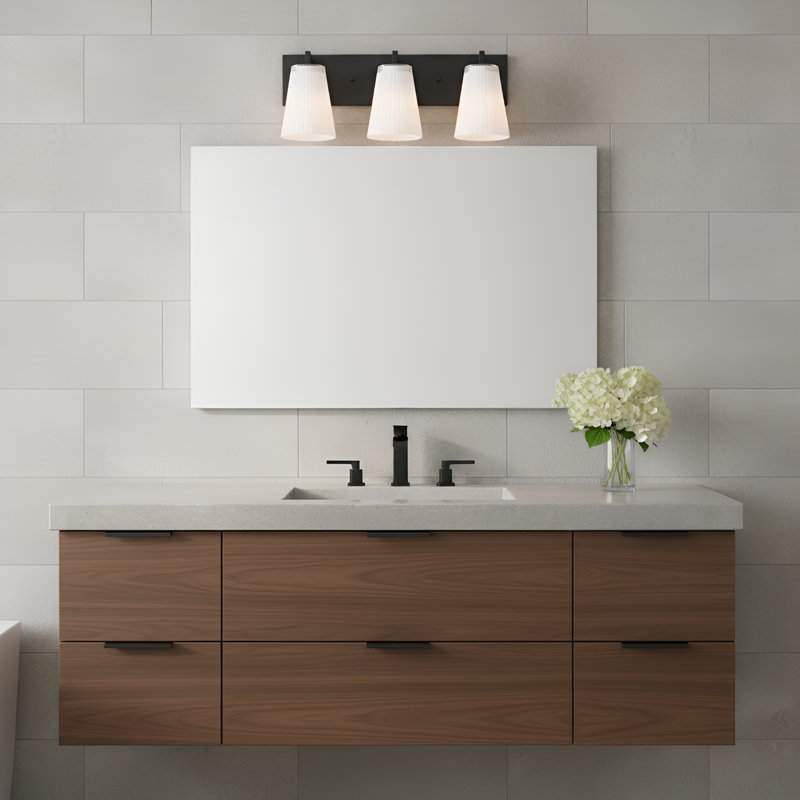 Grand meuble-lavabo Upson de Génération Éclairage , Nuit noire, H 7,75 po x l 18 po x P 6,25 po, Trois lumières
