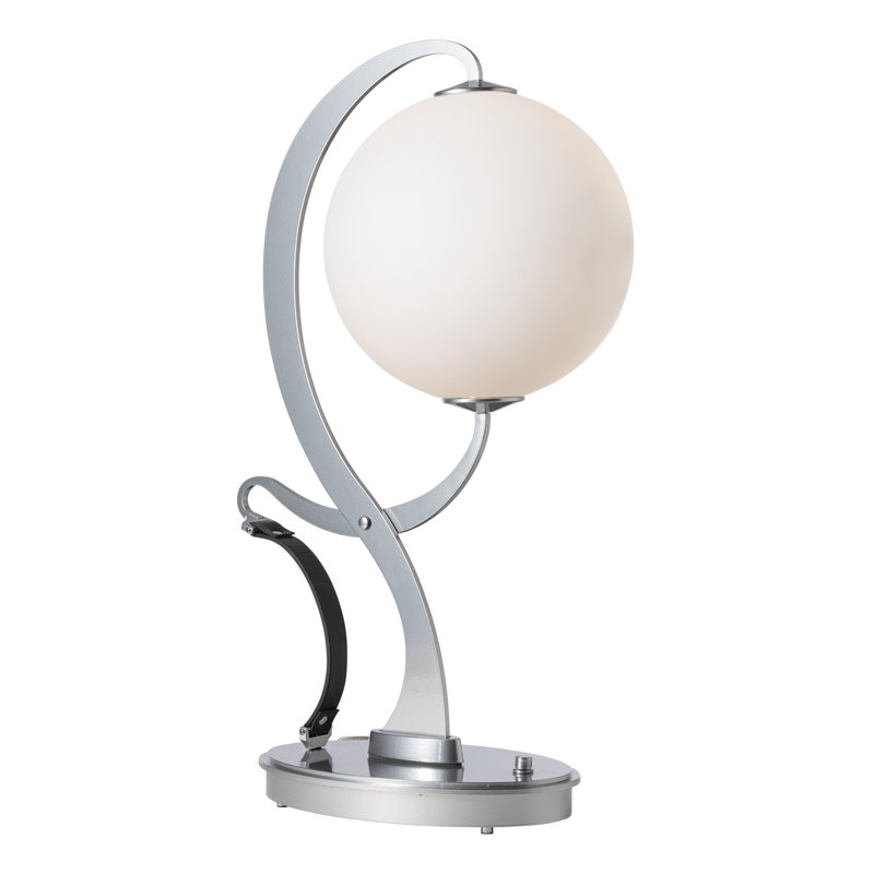 Pression Table Lamp, Crackle, Sterling, British Brown Leather