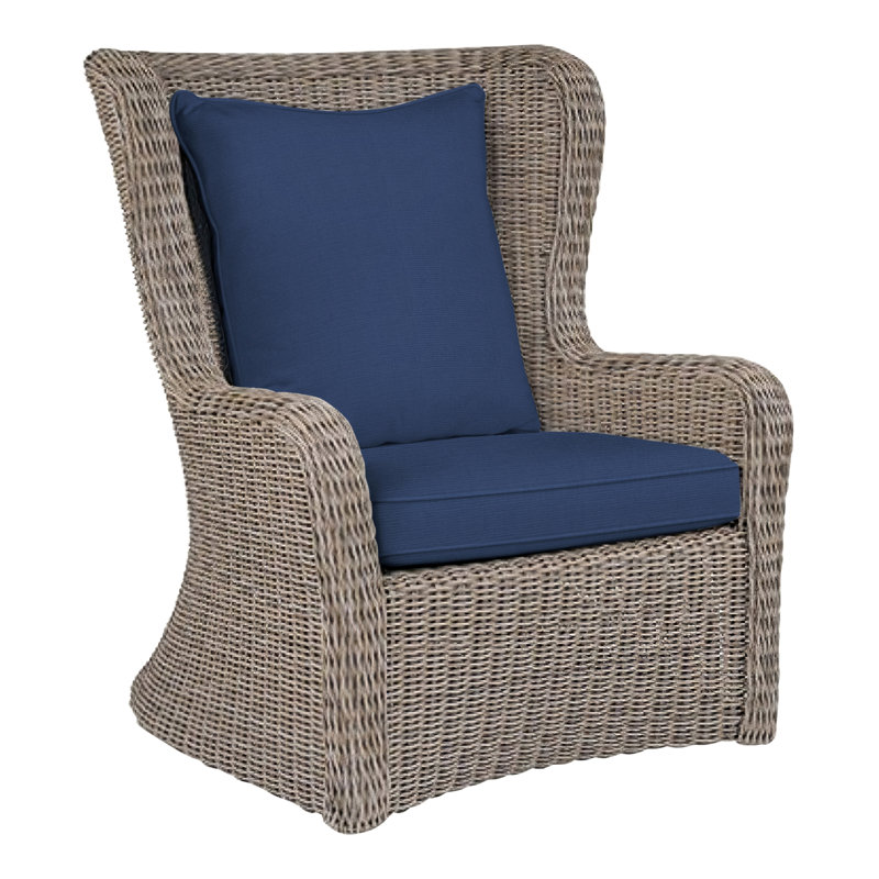 Sag Harbor Outdoor Lounge Chair, Gray, Canvas Navy