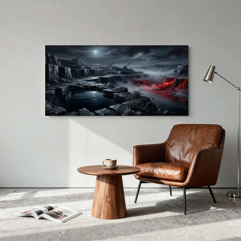 Ensemble de 1 tableau sur toile Dark Lava, L 48 po x H 24 po, Toile tendue