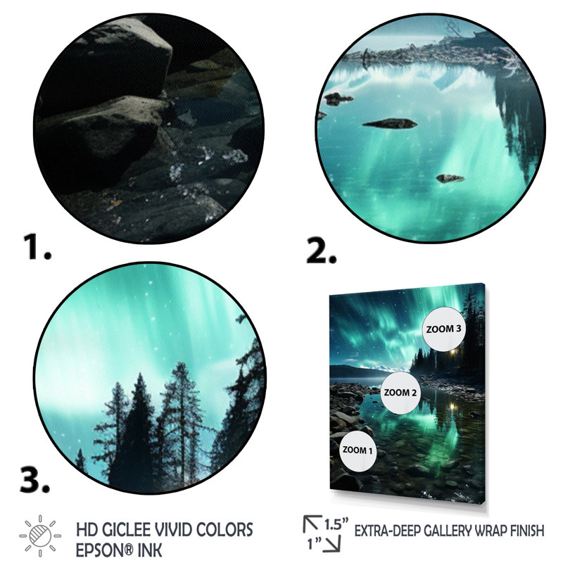 Avynlee " Aurora Borealis Aurora Spectacle II ", Silver Picture Framed, 44" H x 34" W x 1.5" D