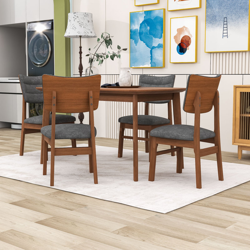 Ensemble de table de salle à manger 5 pièces avec 4 chaises rembourrées
