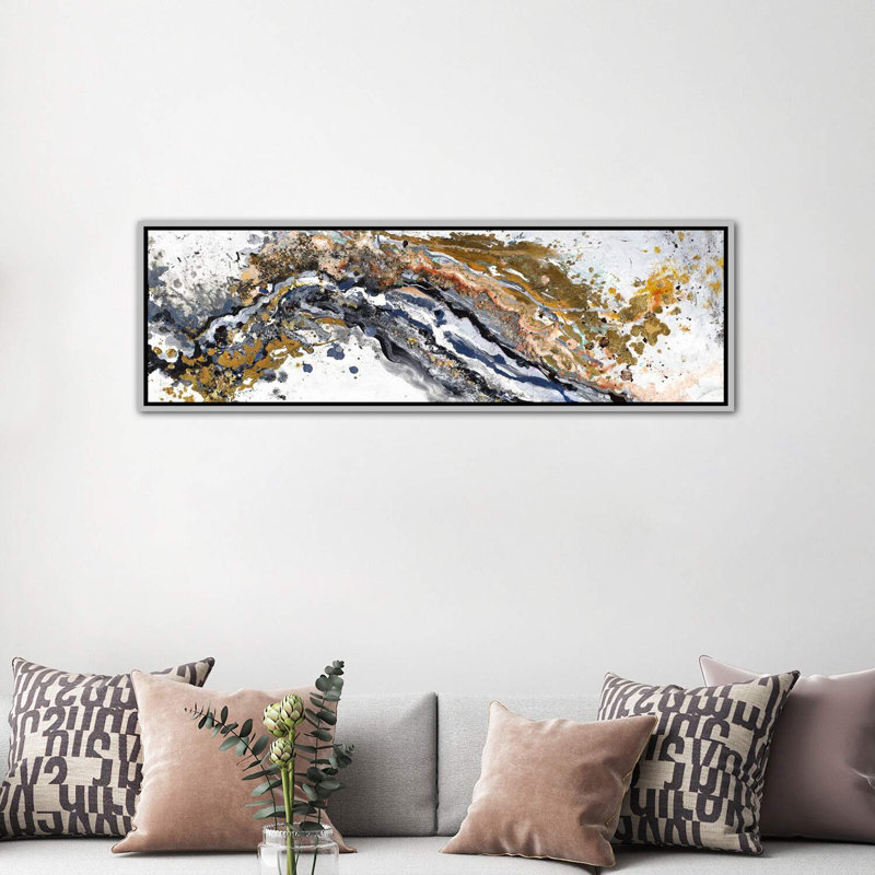 " Turbulence " Graphic Art Print, 20" H x 60" W x 1.5" D, Silver Framed, No Mat