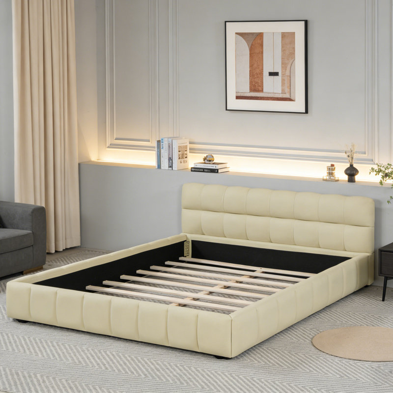 Grand lit plateforme tapissier