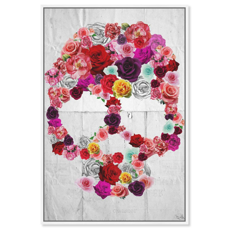 Feminine Flower Skull Print, 25.5" H x 17.5" W 