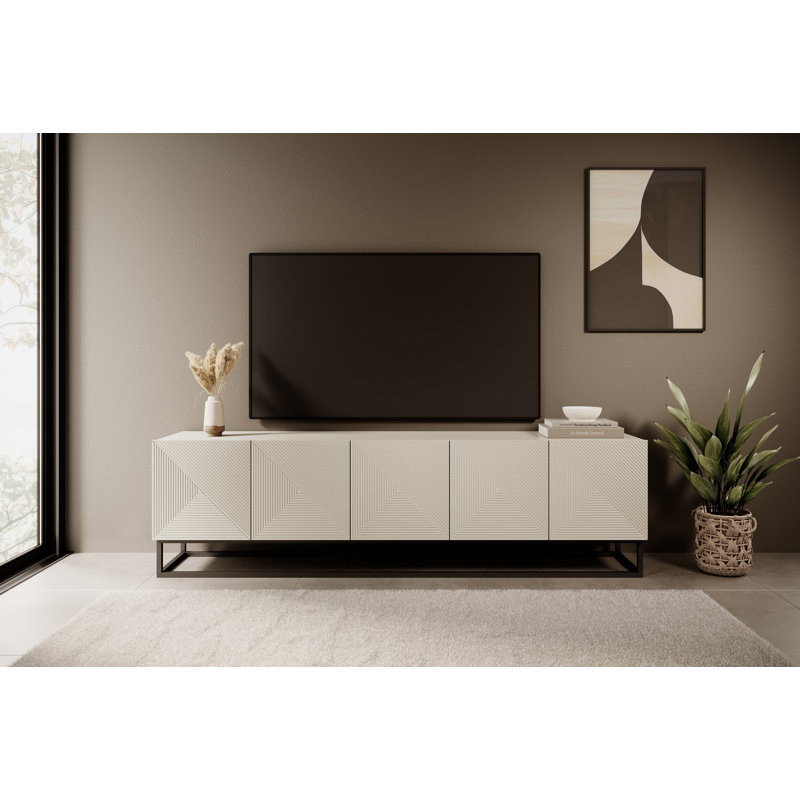 Merril Unfinished TV Stand for TVs up to 55", Cashmere/Black