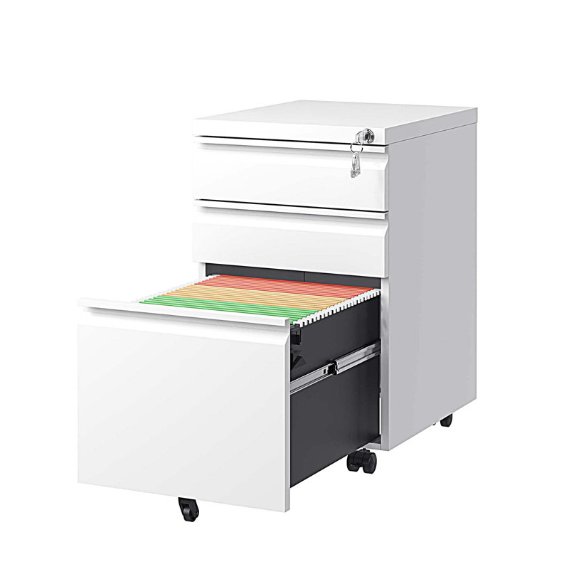 3 Drawer Mobile File Cabinet with Lock, Metal Filing Cabinets