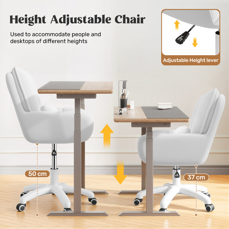 Fairmont Park Velvet Office Chair, White, Black
