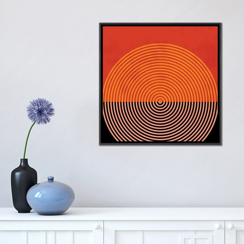 «Lines and Shapes I» par Ana Rut Bré - impression d'art graphique, H 18 po x l 18 po x 1,5 po, Toile avec cadre noir patiné