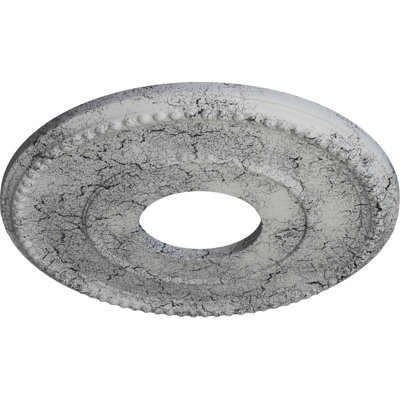 Endurathane Bradford Ceiling Medallion, 12 1/2"OD x 3 7/8"ID x 3/4"P (Fits Canopies up to 6 5/8"), Hand-Painted Ultra Pure White Crackle Finish