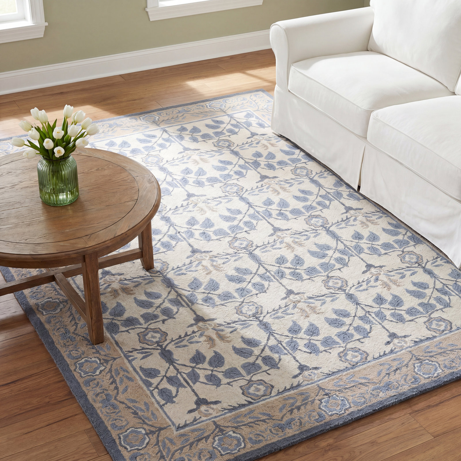 Hand-Tufted Wool Floral Outdoor Rug, Rectangle 8' x 10'