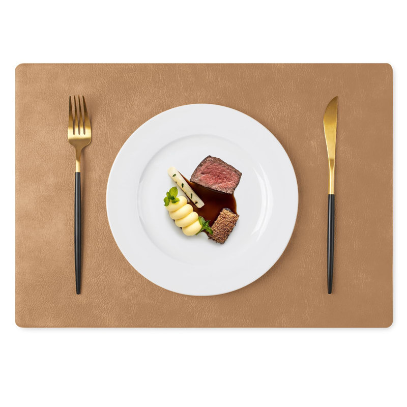 Ensemble de 6 napperons rectangulaires en similicuir 17 po x 12 po, Chameau
