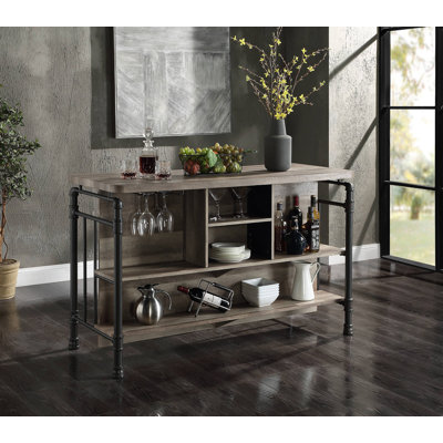 Antique Oak And Sandy Grey 5-Shelf Kitchen Island
