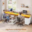 Bureau de jeu 94,5 po pour 2 personnes, bureau d'ordinateur long avec 8 tiroirs et lumières DEL-107440117