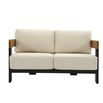 50.79” Outdoor Aluminum Loveseat With Cushions