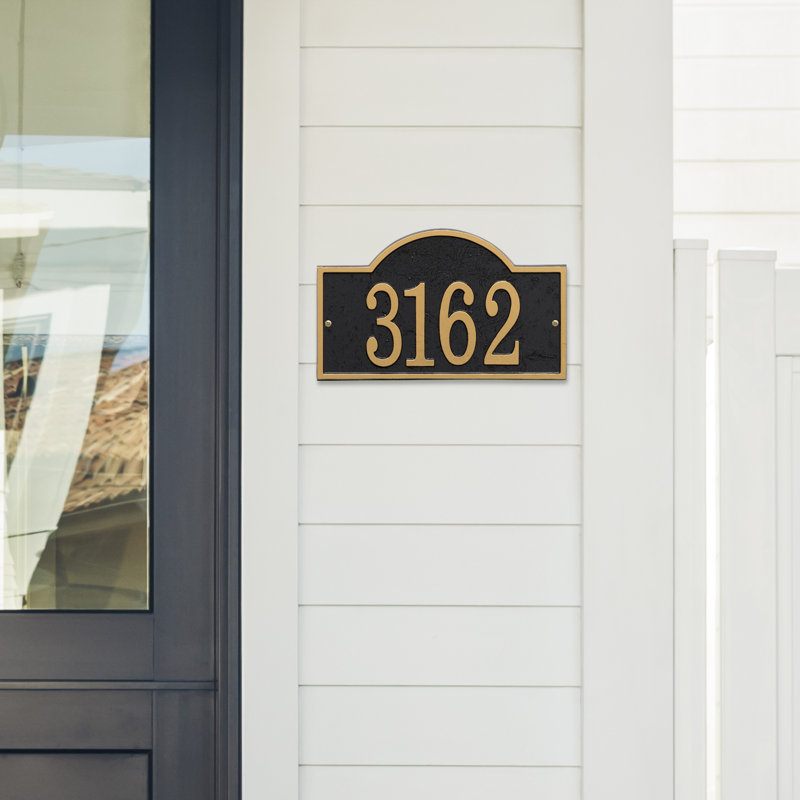 Fast and Easy 1-Line Wall Address Plaque, Black/Gold, Yes