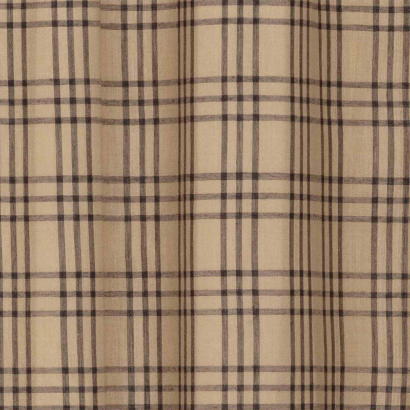 Annie Buffalo Check 100% Cotton Curtain, 40" W x 84" L, Tan