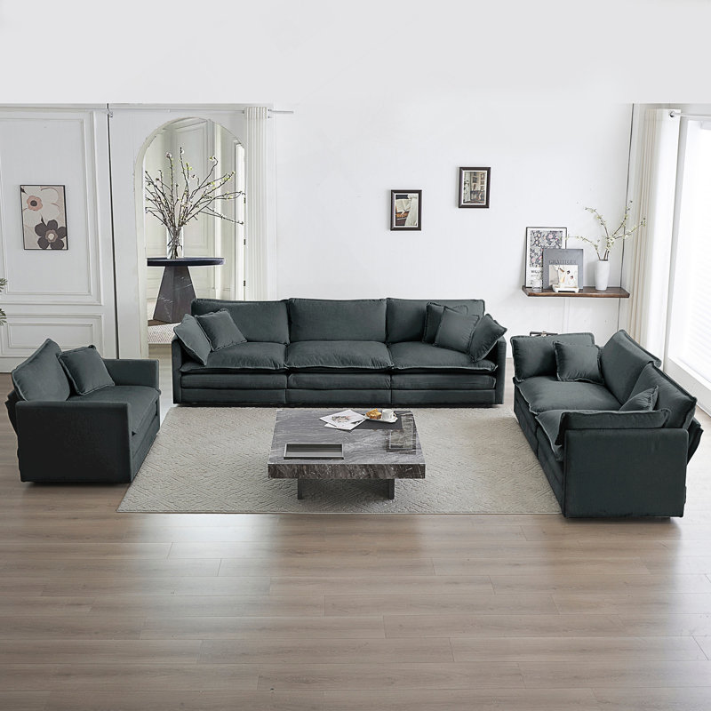 Ensemble de canapé modulaire à assise très profonde 3 pièces pour salon, canapé surdimensionné, canapé 3 places, causeuse et canapé simple