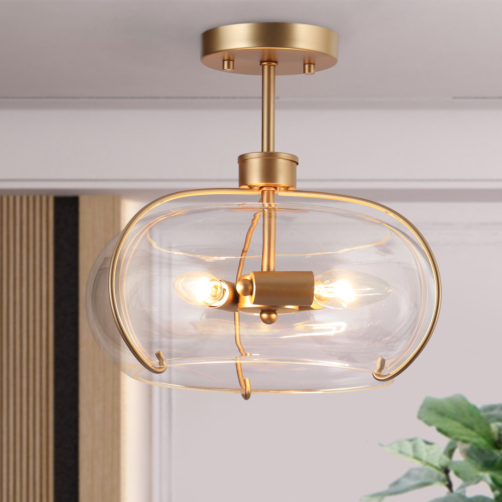 1-Light 12’’ W Glam Flush Mount