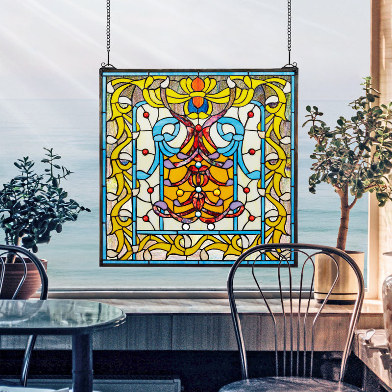 Bedford Manor Multicolor Stained Glass Window Panel