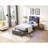 Bed Frame Frame, Storage Headboard With Charging Station, Solid And Stable, Noise Free, No Box Spring Needed, Easy Assembly