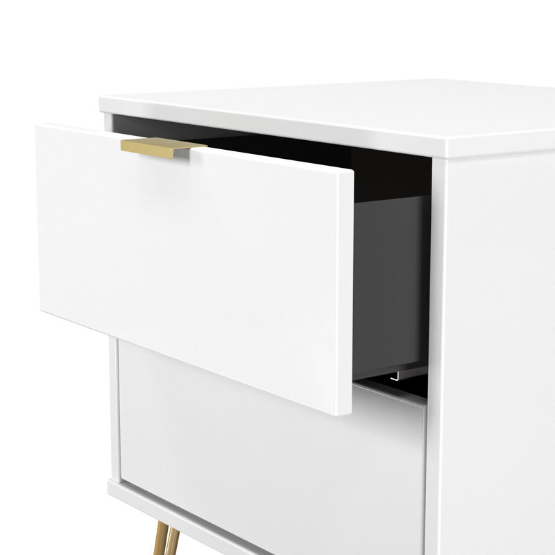 Turah 2 Drawer Bedside Cabinet (Ready Assembled), White Matt