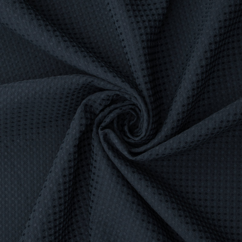 Waffle Weave Shower Curtain With Snap-In Liner, 12 Hooks Included, Navy Blue, 84" H x 71" W